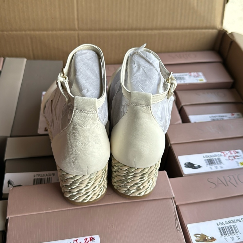 Franco Sarto A-Via Espadrille Platform Wedge Sandal in Shine White - Picture 7 of 8